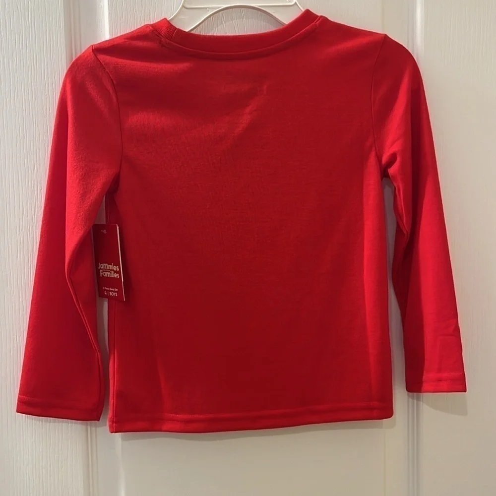 🆕Boys Santa Holiday Pajama 2-Piece Set Red and Cream Size 4